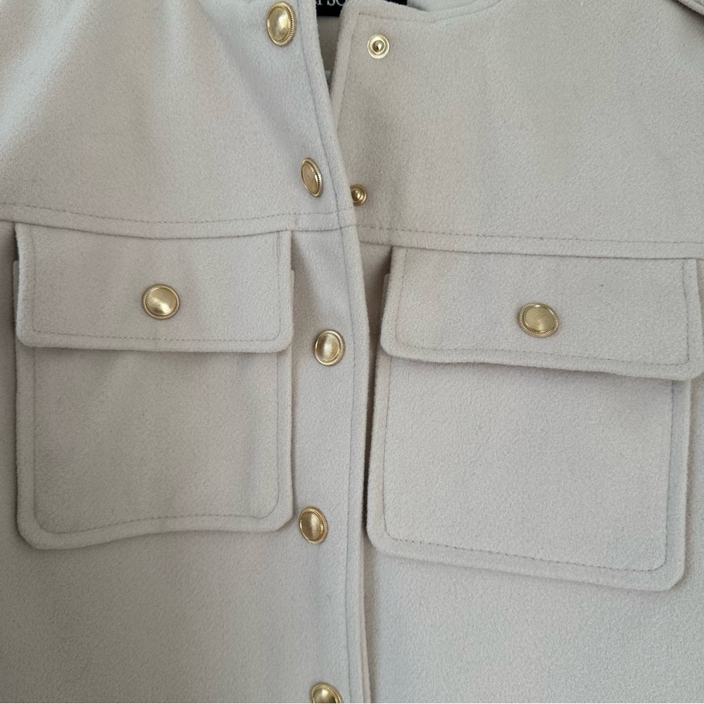 Ci Sono Tan Jacket Gold Cropped Utility Coat Outerwear Layer Cream Size Medium - Picture 4 of 10